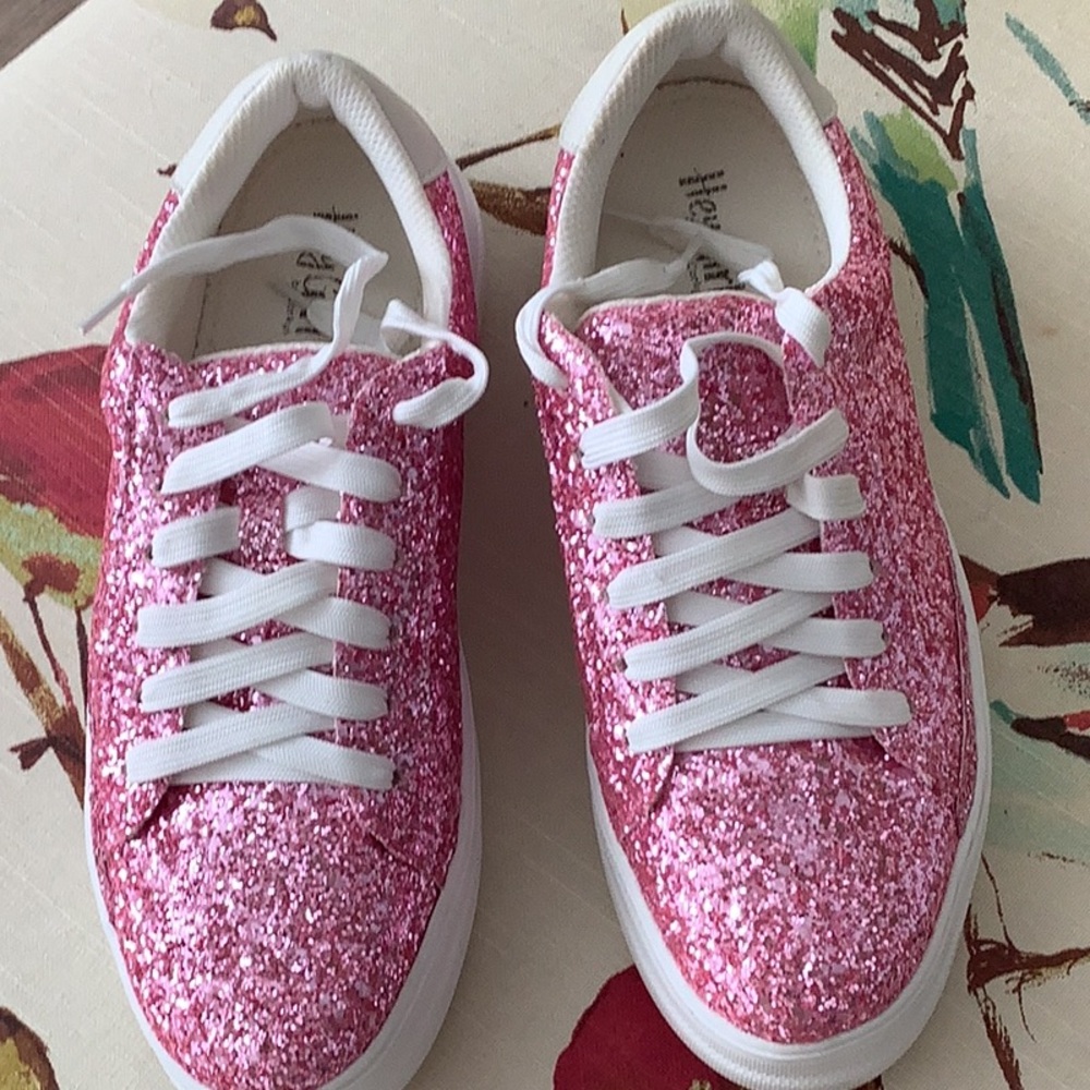 Pink Glitter Sneakers. NEW. Size 9